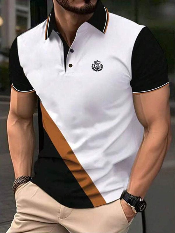 Camisa polo ejecutivo Logo con botones de manga corta para hombre