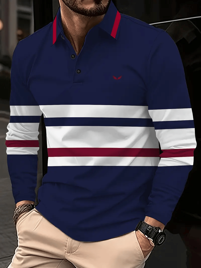 Ejecutivo casual a rayas con botones Polo para hombre