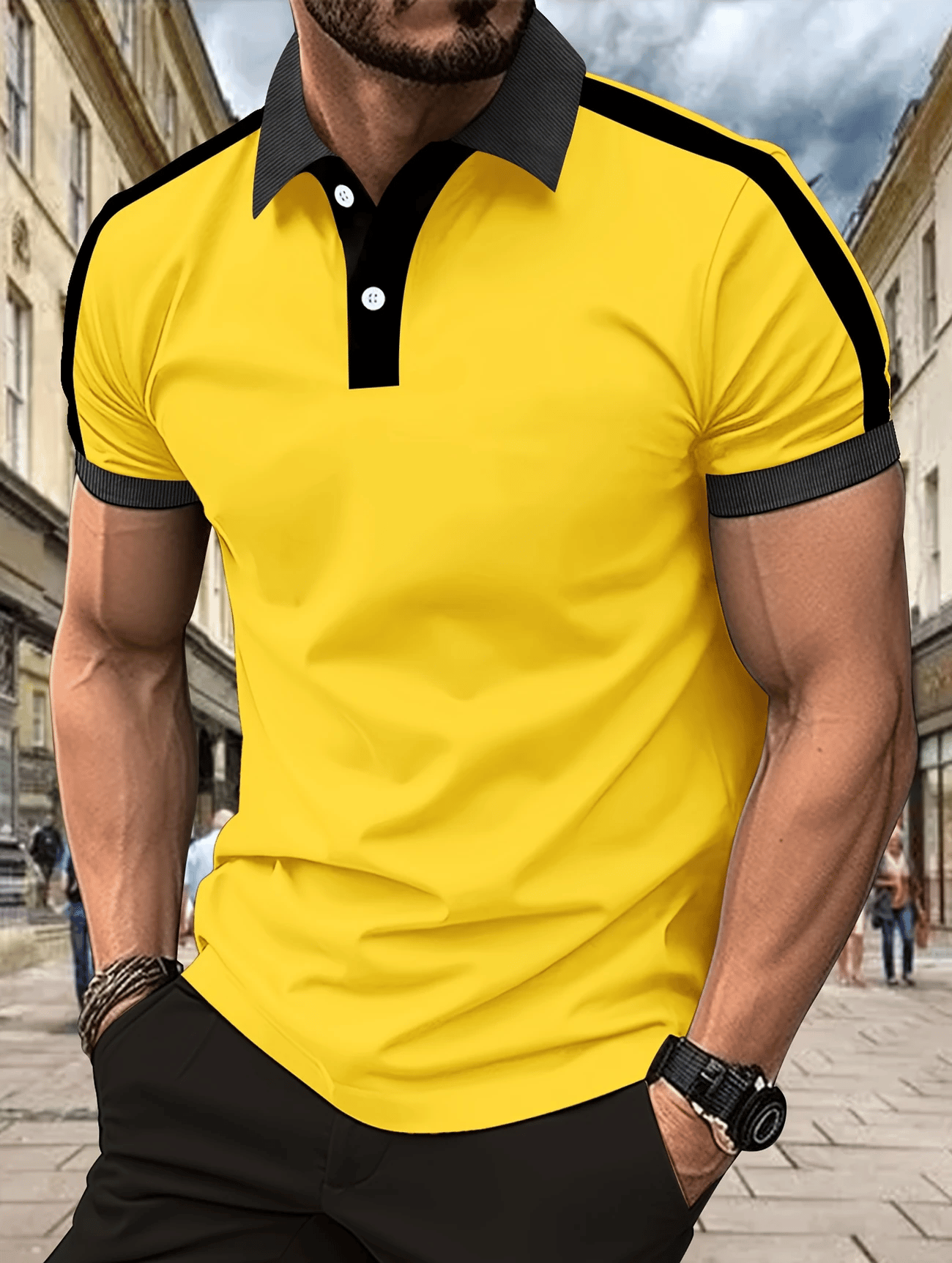 Camisa polo ejecutivo casual Button de manga corta para hombre