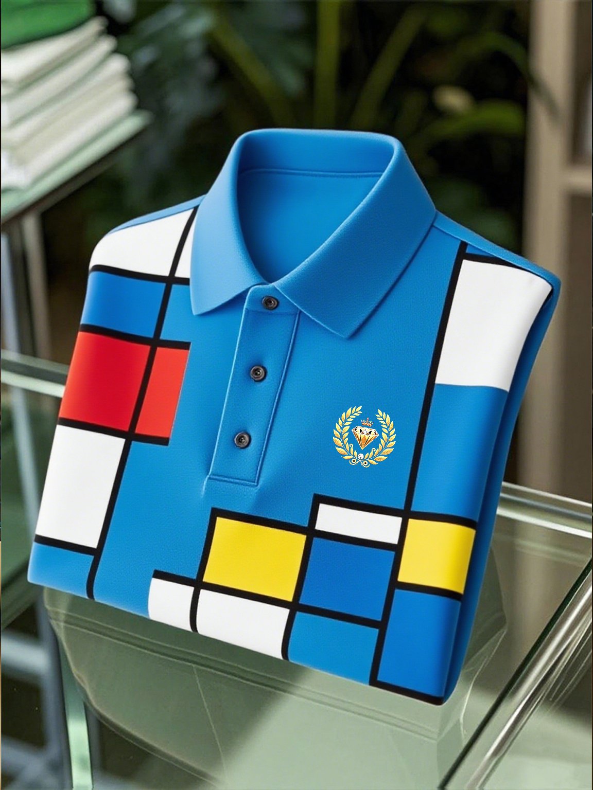 Camisa polo ejecutivo casual Artistic Button de manga corta para hombre