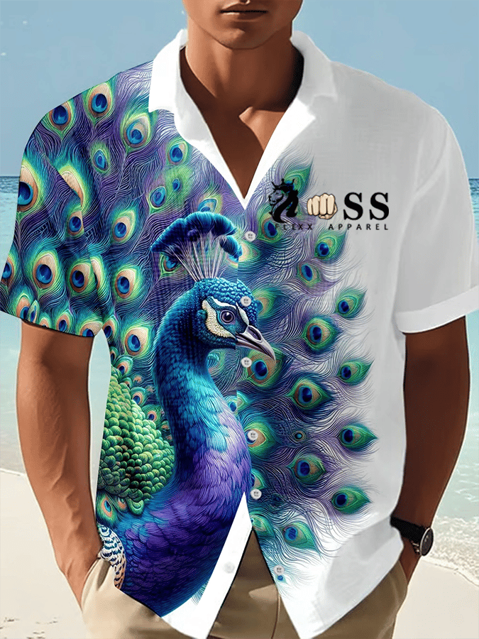 Camisa vintage Letter Design estampado casual Waffle para hombre