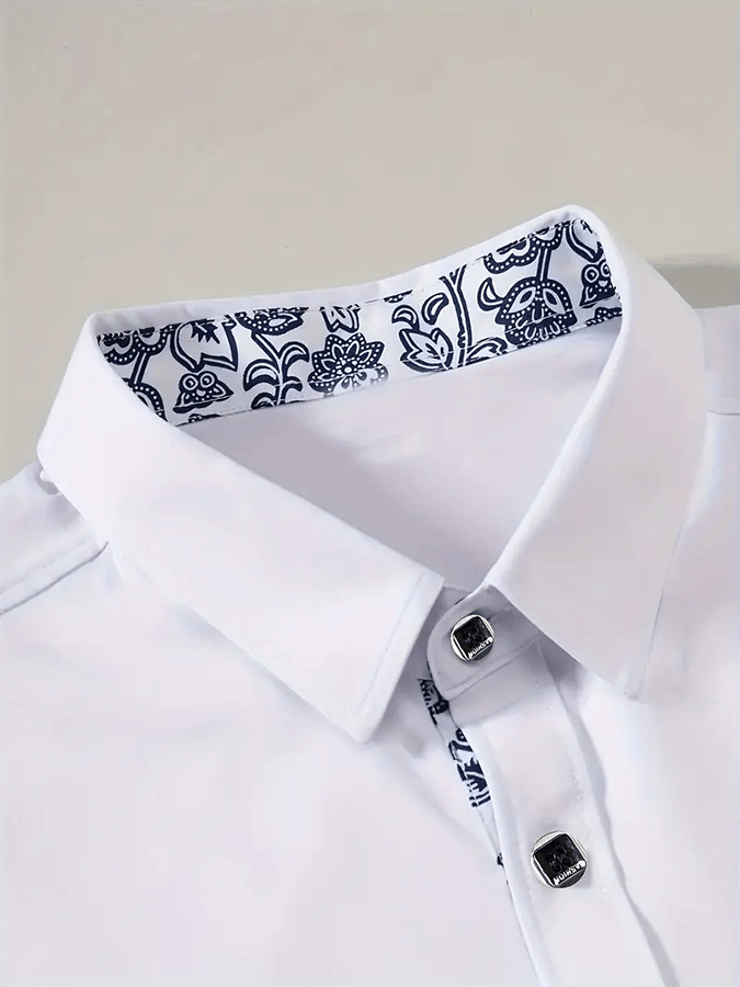 Camisa geométrico ejecutivo casual para hombre
