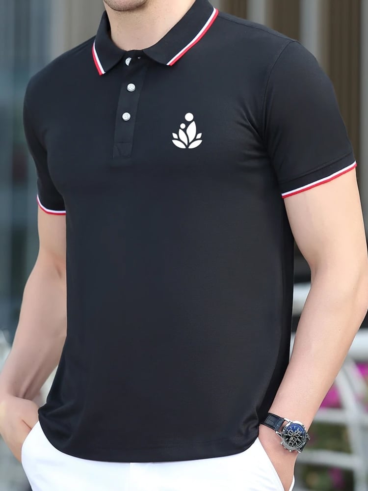 Camisa polo clásico ejecutivo Simple Button de manga corta para hombre