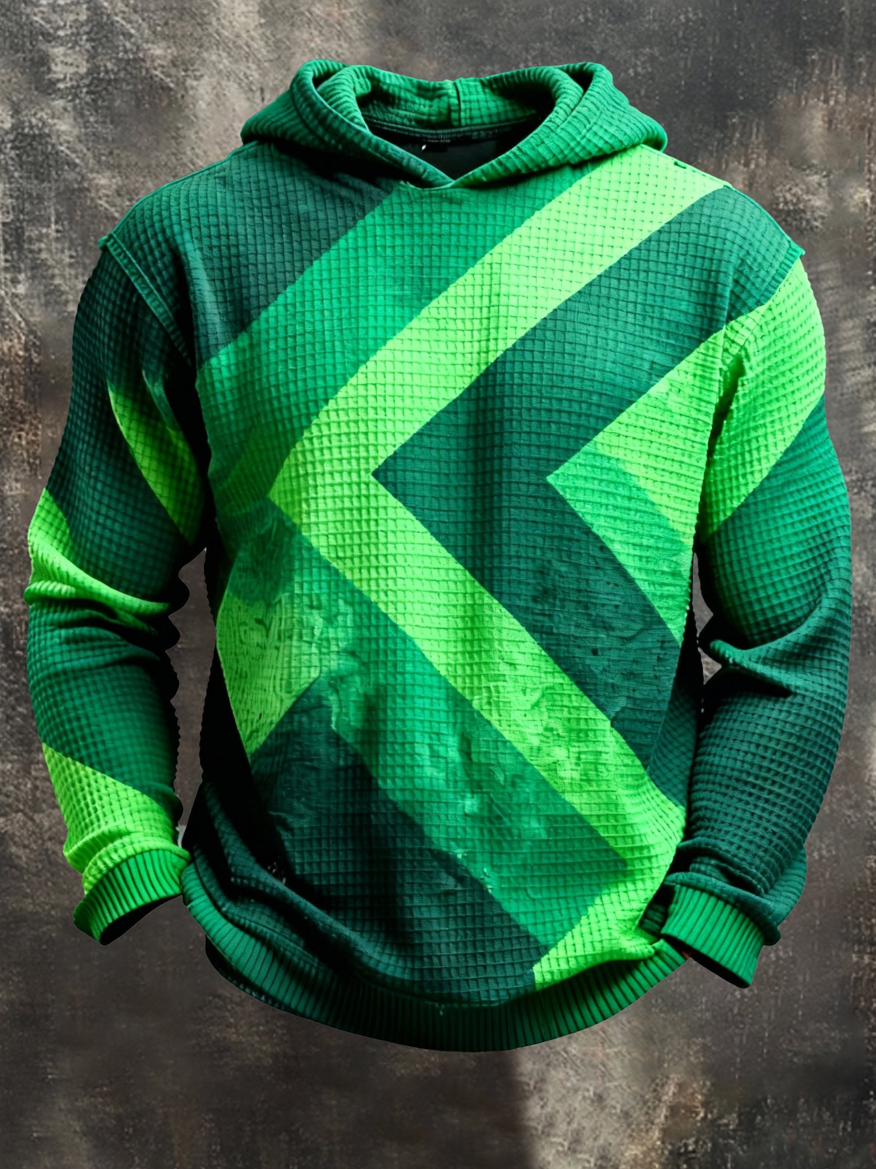 Sudadera vintage Color-Block estampado con cierre con gorrasucha para hombre
