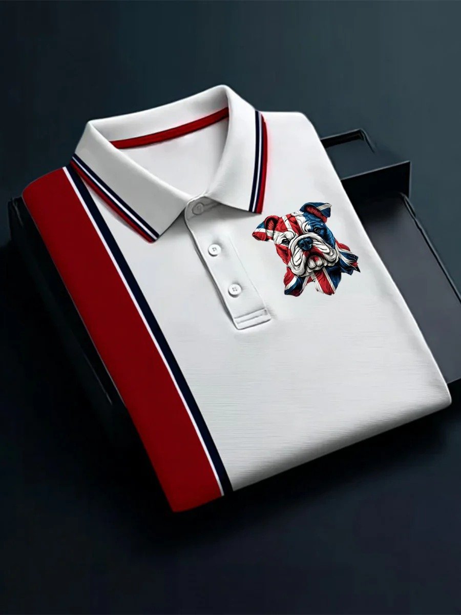 Camisa polo ejecutivo Union Jack casual Button de manga corta para hombre