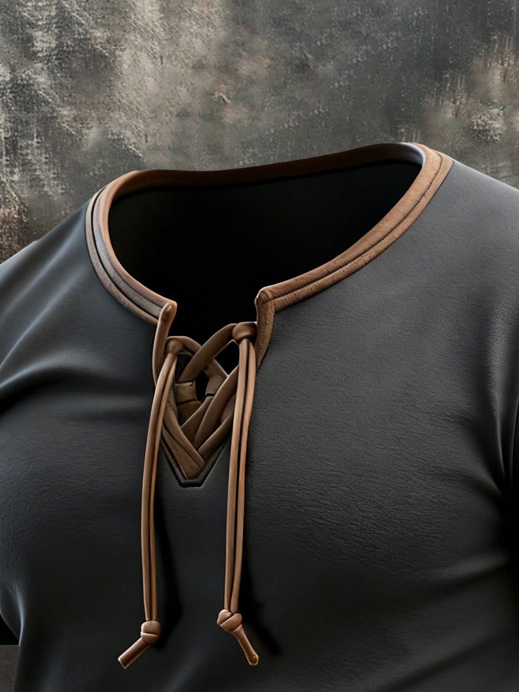 Camiseta vintage Contrast Patchpara trabajo Tie-Up de manga corta para hombre