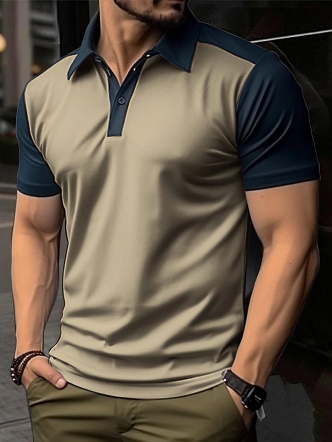 Casual Color Contrast Polo para hombre