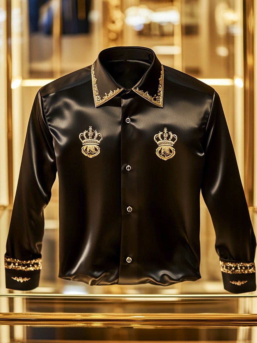 Camisa seda de lujo ejecutivo de manga larga para hombre