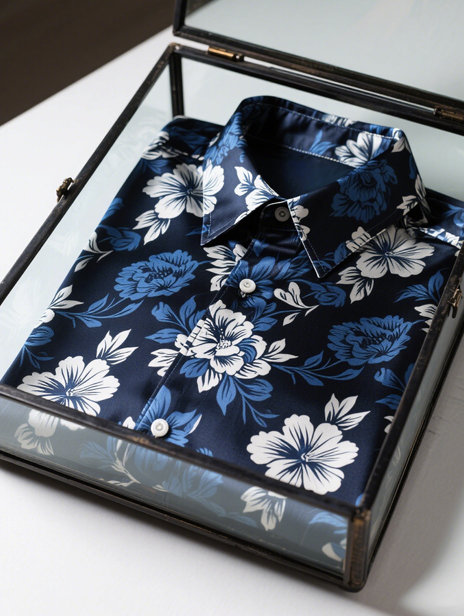 Camisa satén Luxe de manga larga con botones para hombre