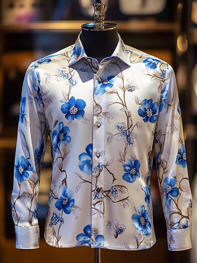 Camisa casual Abstract estampado de manga larga para hombre