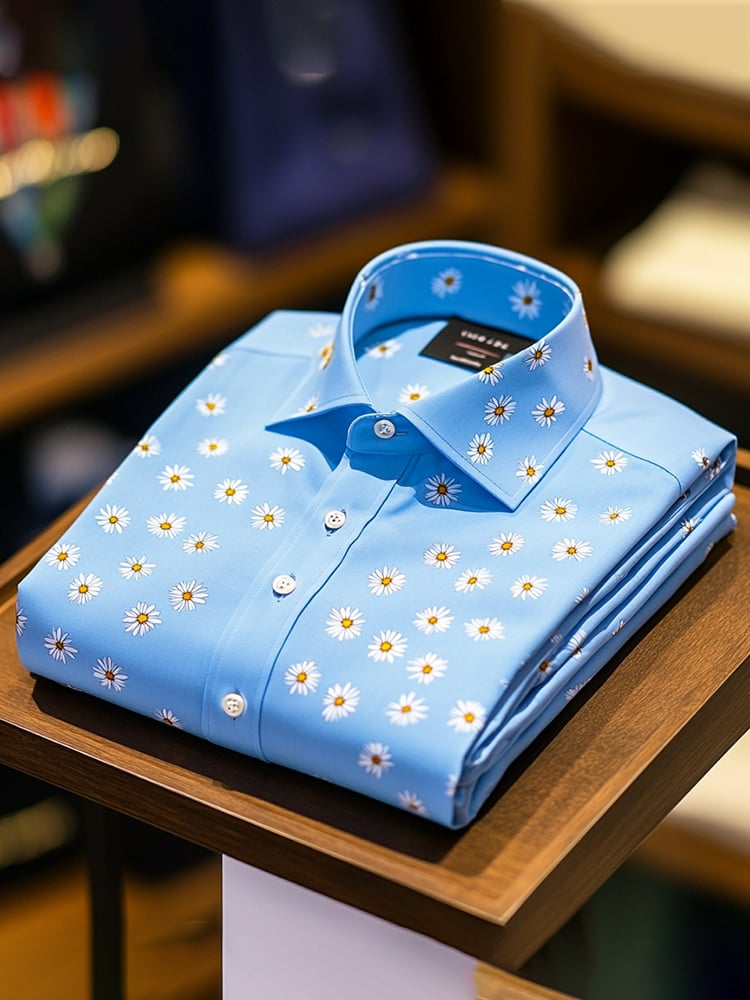Camisa casual estampado de manga larga para hombre