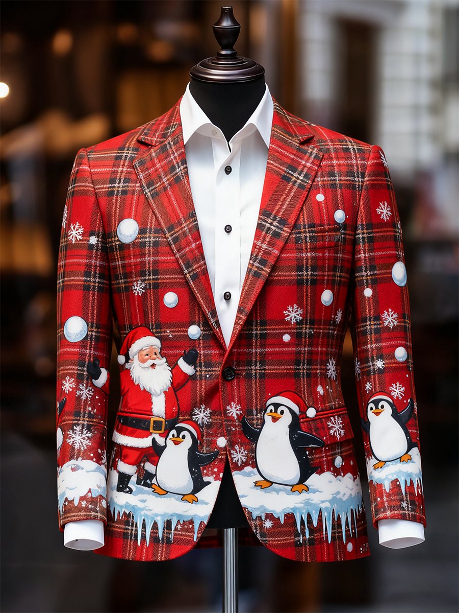 Ejecutivo casual a cuadros Christmas Suit Outerwear para hombre