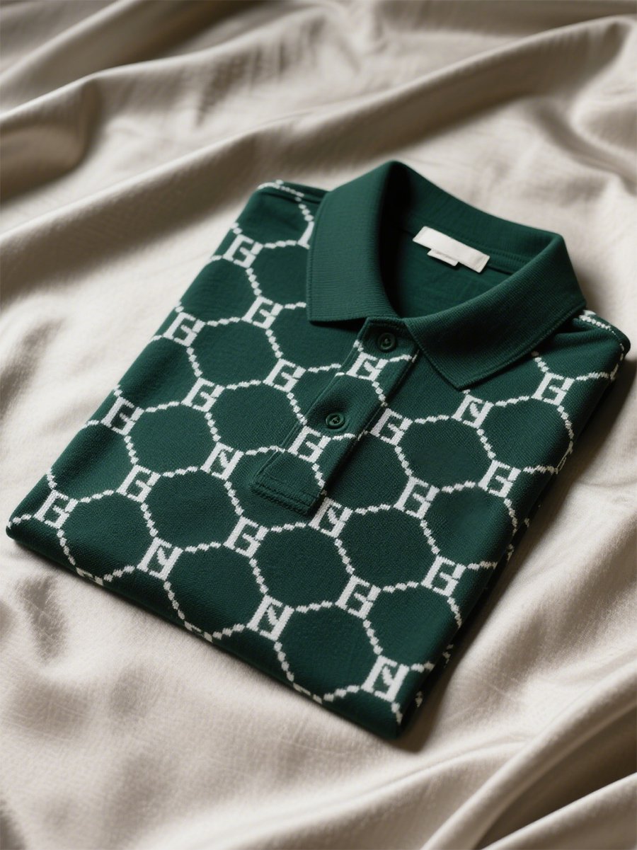 Camisa polo ejecutivo casual geométrico Button de manga corta para hombre