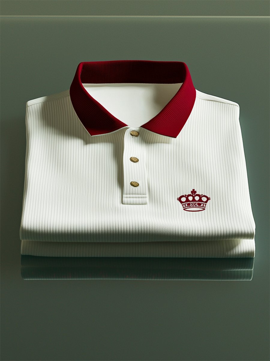 Camisa polo casual ejecutivo rayas Button de manga corta para hombre