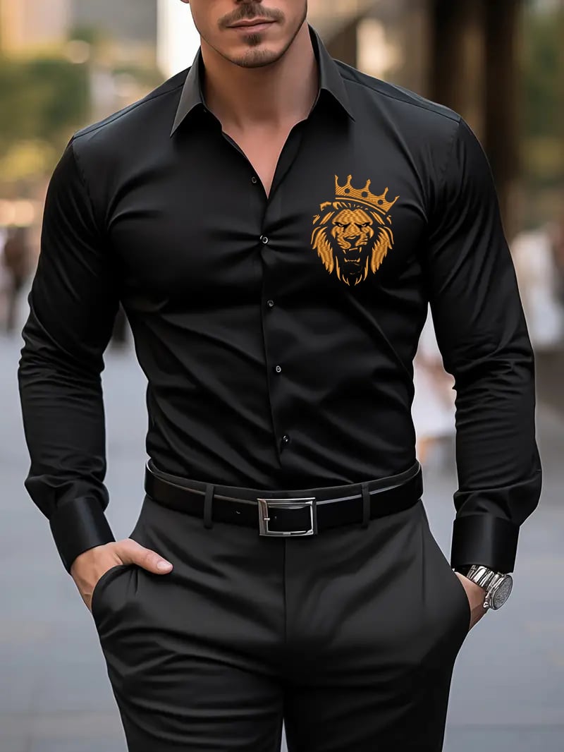 Camisa ejecutivo casual Contrast Color de manga larga para hombre