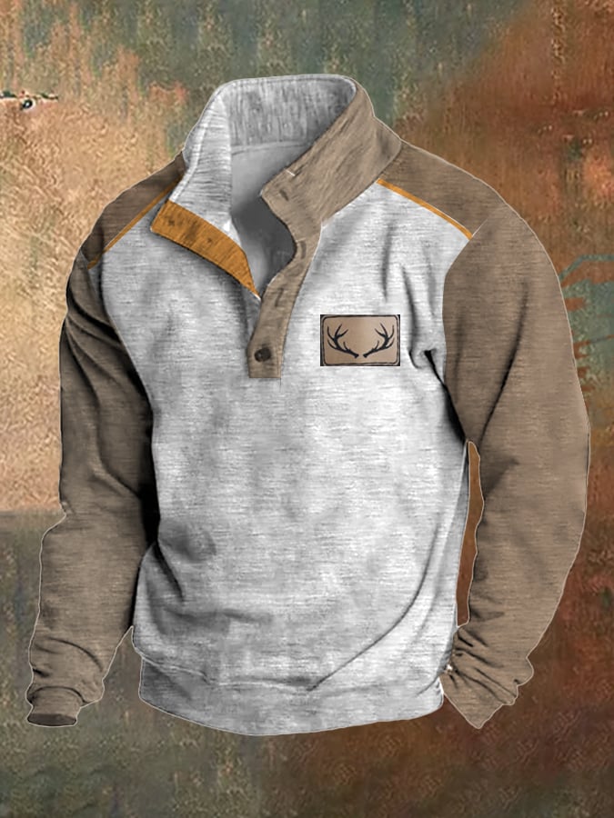 Sudadera polar vintage Western Antler Hunting Enthusiast Stand cuello para hombre