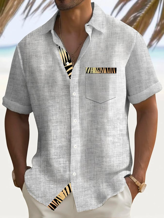 Abstract Textured estampado Pockecamiseta para hombre