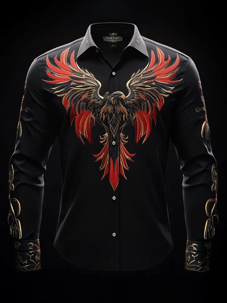 Camisa casual estampado de manga larga para hombre