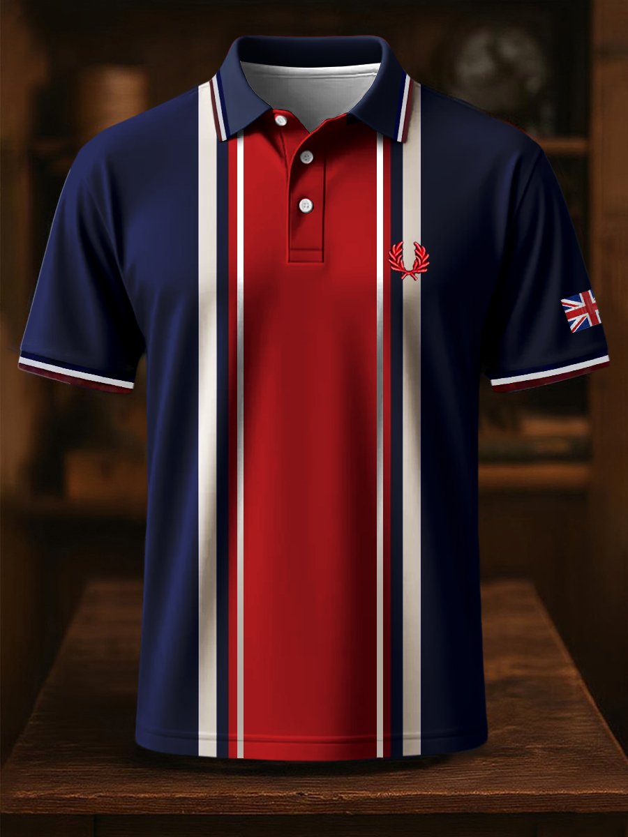 Camisa polo ejecutivo casual Union Jack Button de manga corta para hombre