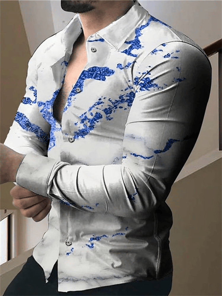 Camisa ejecutivo casual a rayas de manga larga para hombre
