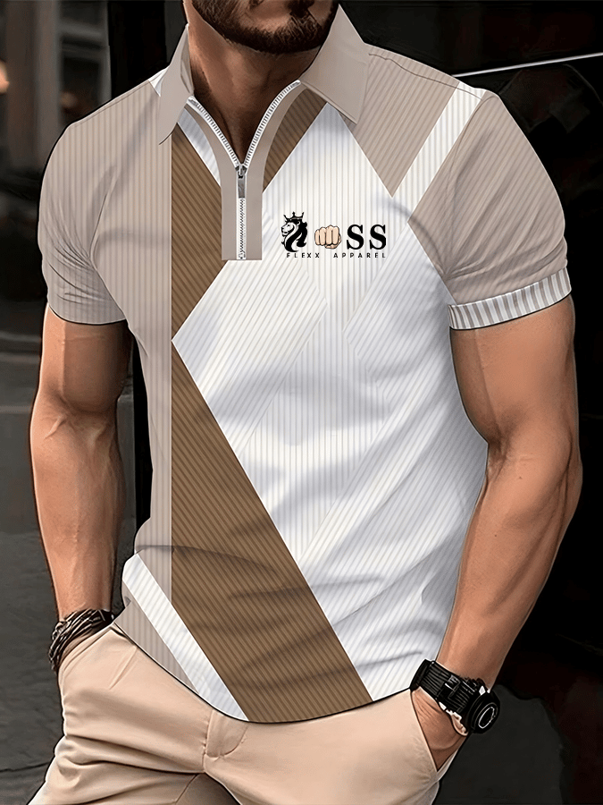 Camisa polo ejecutivo Letter estampado rayas Design casual para hombre