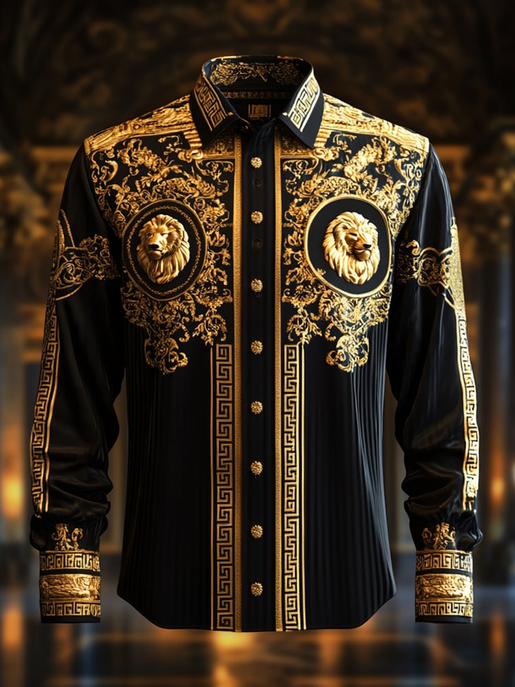 Camisa satén Luxe de manga larga con botones para hombre