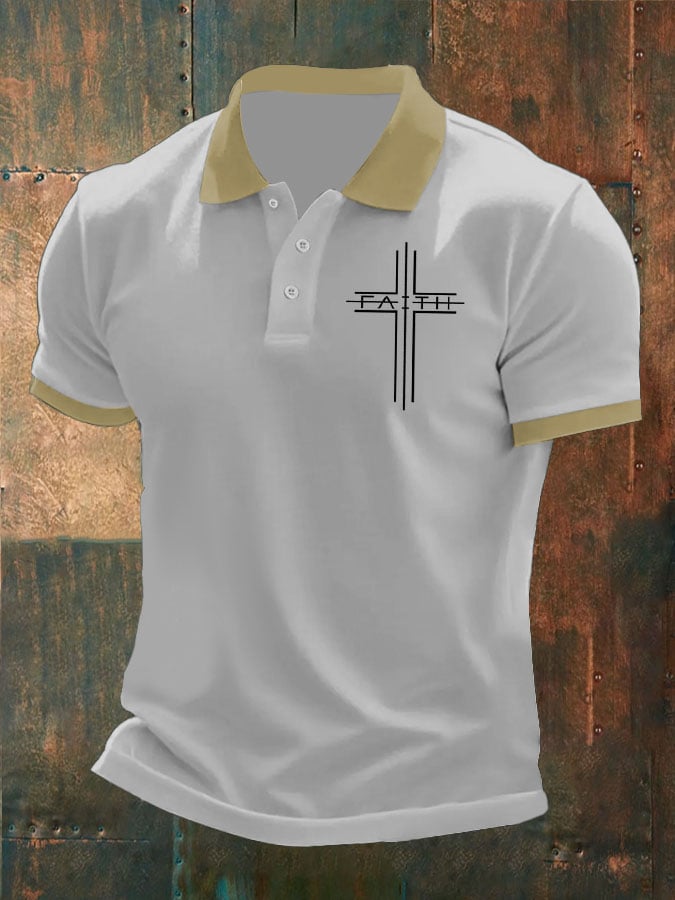 Camisa polo Faith Cross estampado para hombre