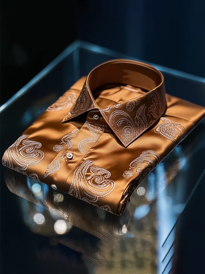 Camisa de moda ejecutivo de lujo Design estampado de manga larga para hombre