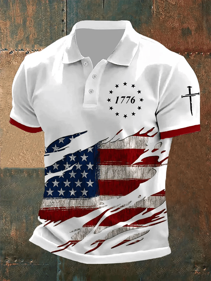 Camisa polo Faith Cross estampado casual para hombre