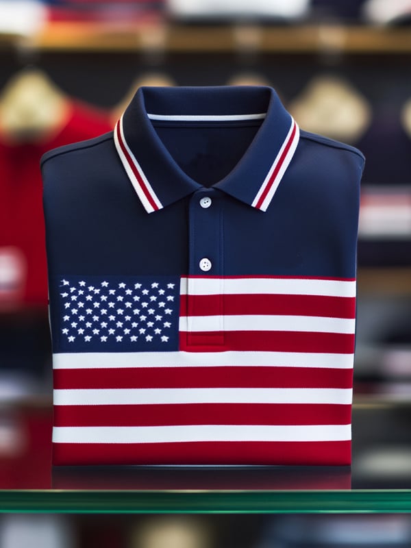 Camisa polo clásico ejecutivo Independence Day Flag de manga corta para hombre