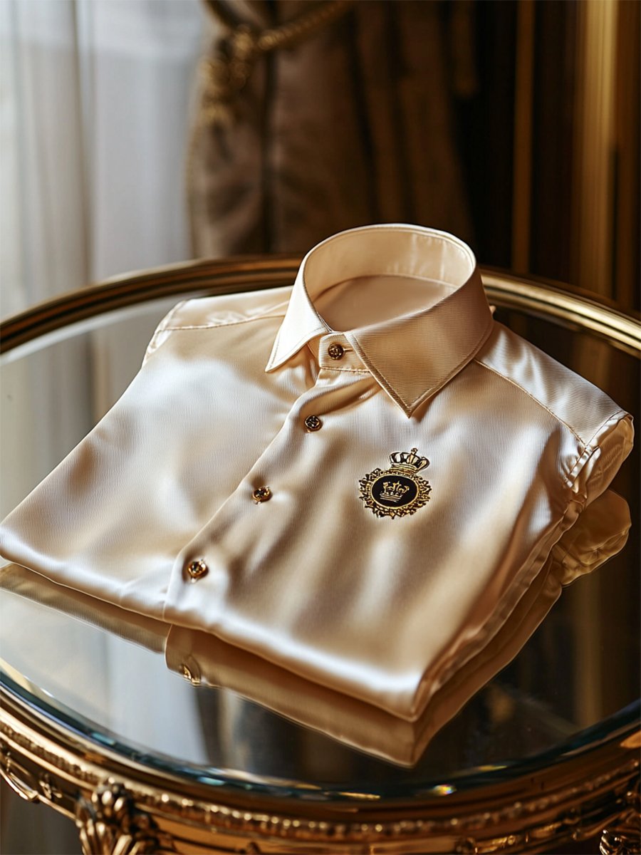 Camisa satén Luxe de manga larga con botones para hombre
