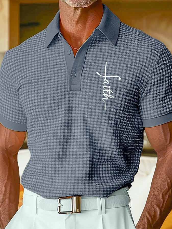 para hombre retro Faith Design estampado Comfortable And Breathable casual camisa polo