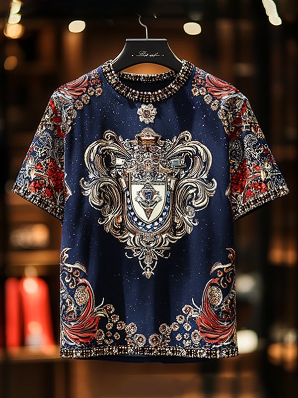 Camiseta ejecutivo de lujo estampado de algodón de manga corta para hombre