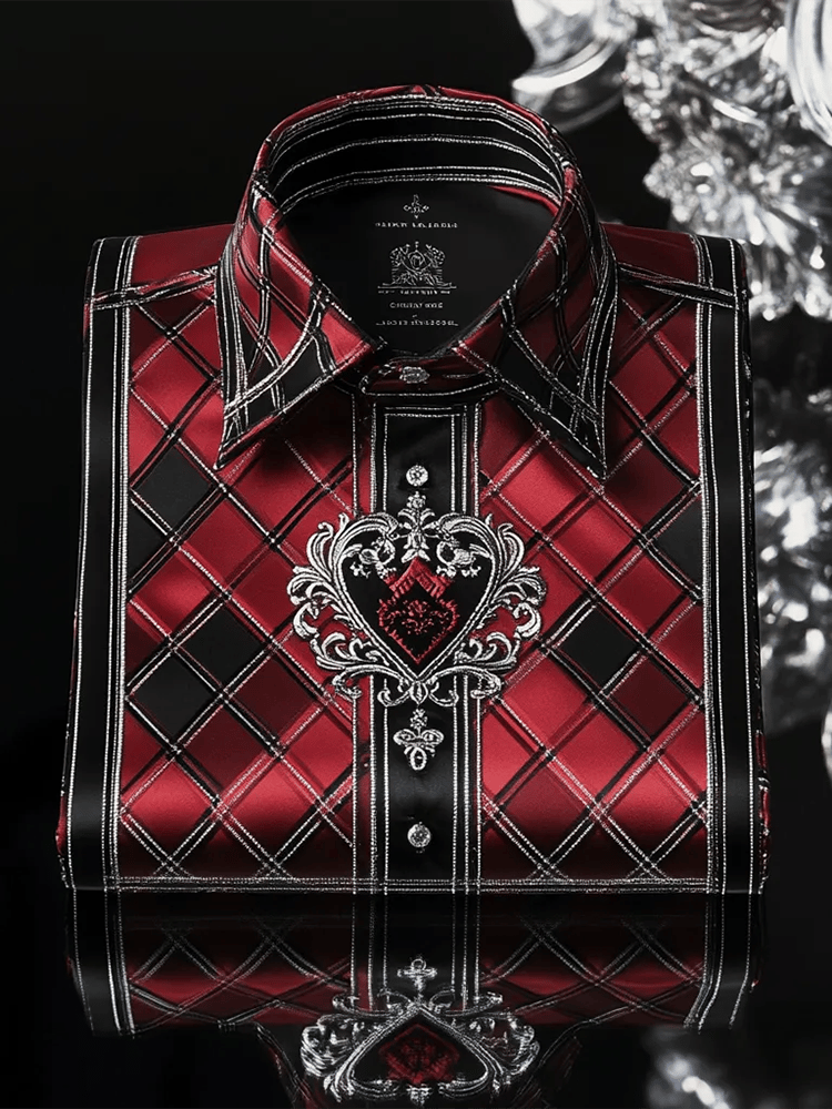 Camisa satén Luxe estampado de manga corta Button para hombre
