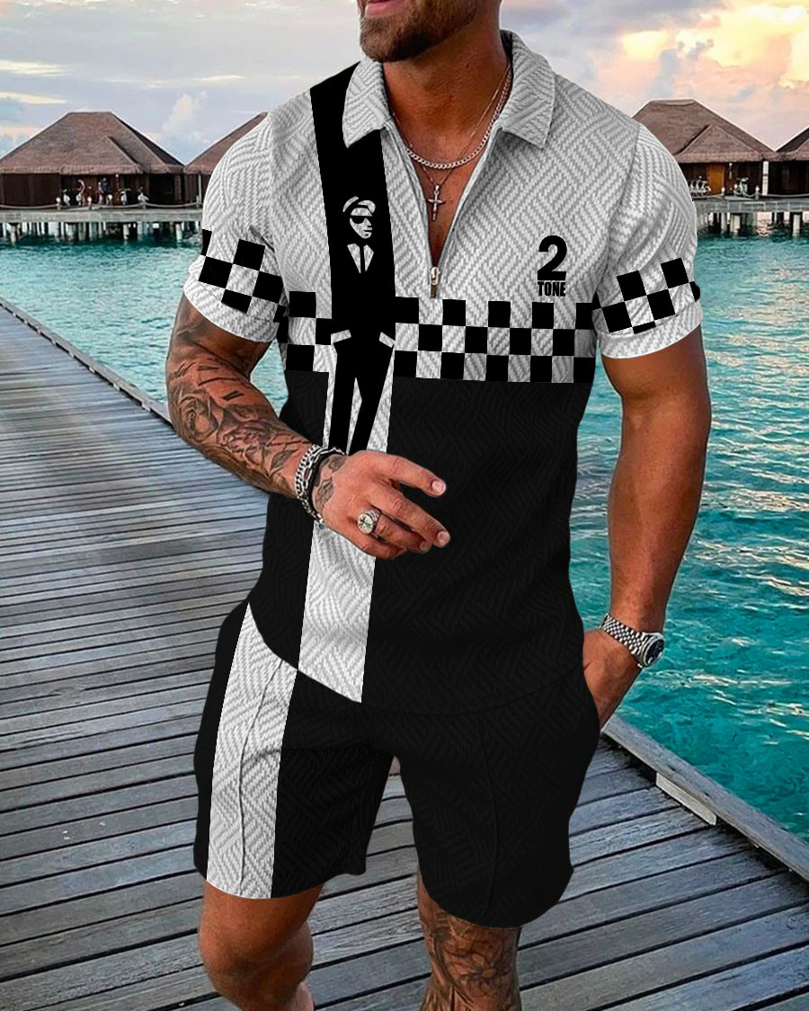 Camisa polo casual estampado Two Piece para hombre