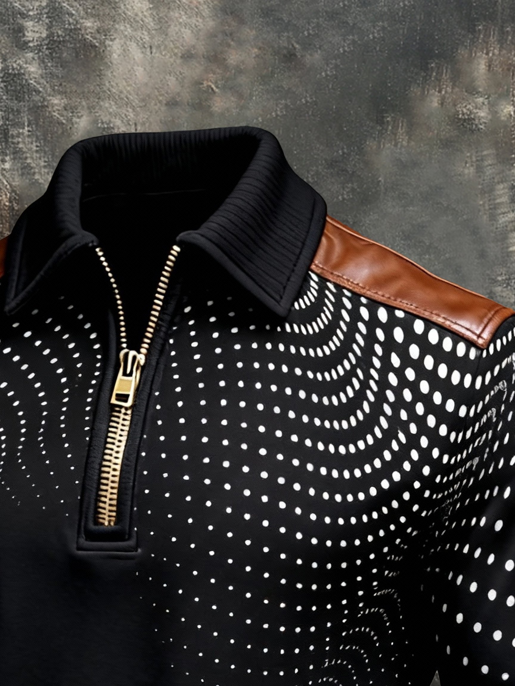 Sudadera vintage Color-Block estampado con cierre con gorrasucha para hombre