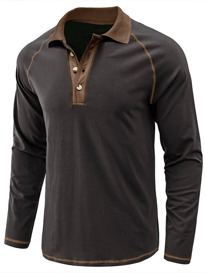 Camisa polo Athletic casual Raglan Sleeve Half Button