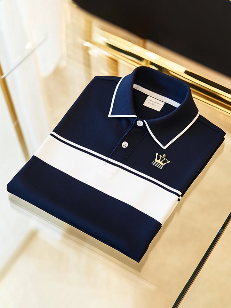 Camisa polo clásico ejecutivo Logo Button de manga corta para hombre