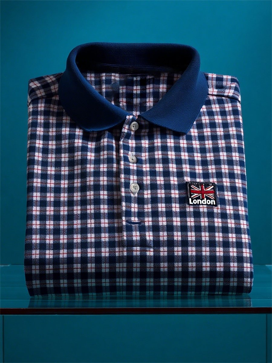 Camisa polo ejecutivo casual Union Jack Button de manga corta para hombre