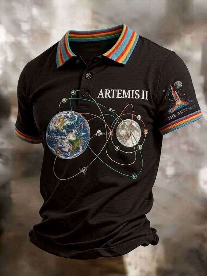 Camisa polo Artemis II estampado para hombre