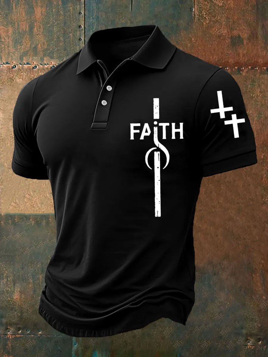 Camisa polo Faith Cross estampado para hombre