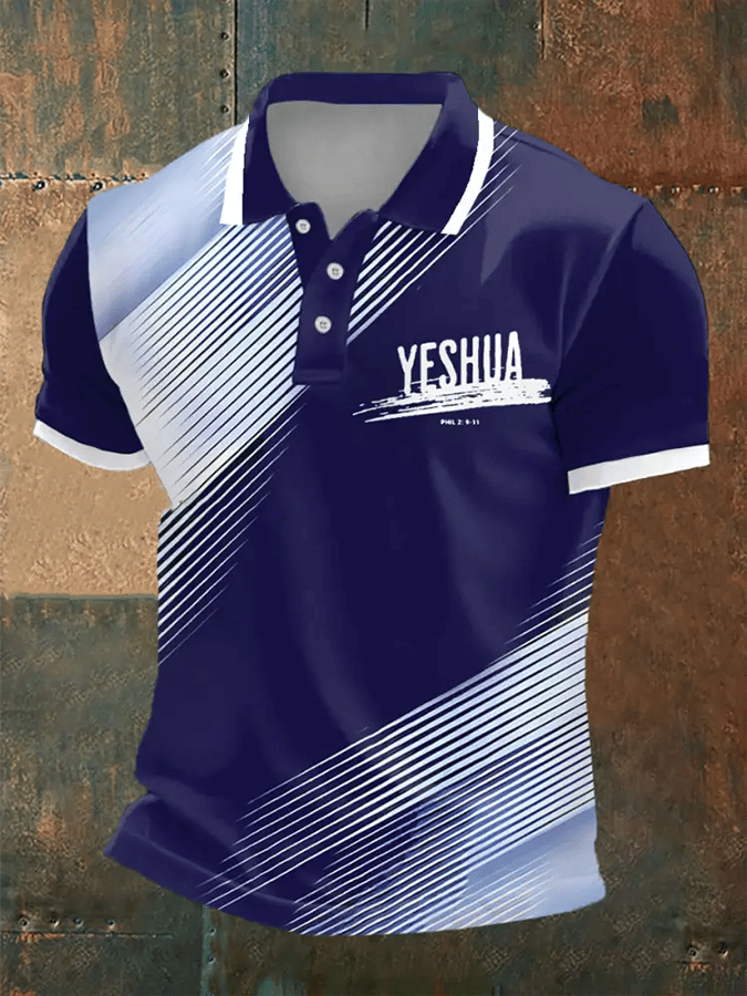 Camisa polo retro Faith casual estampado para hombre