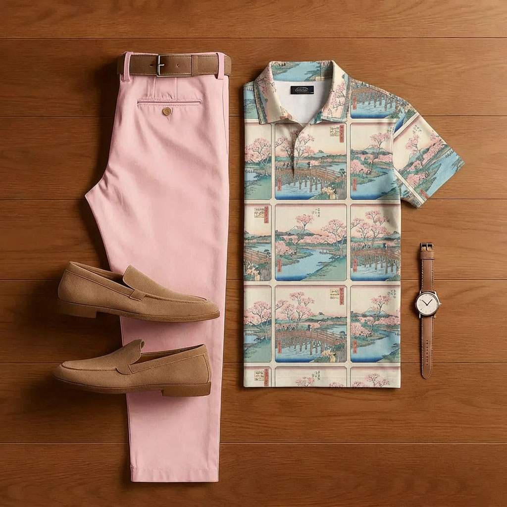 Conjunto de dos piezas casual Blue a cuadros de manga corta camisa And Trousers para hombre