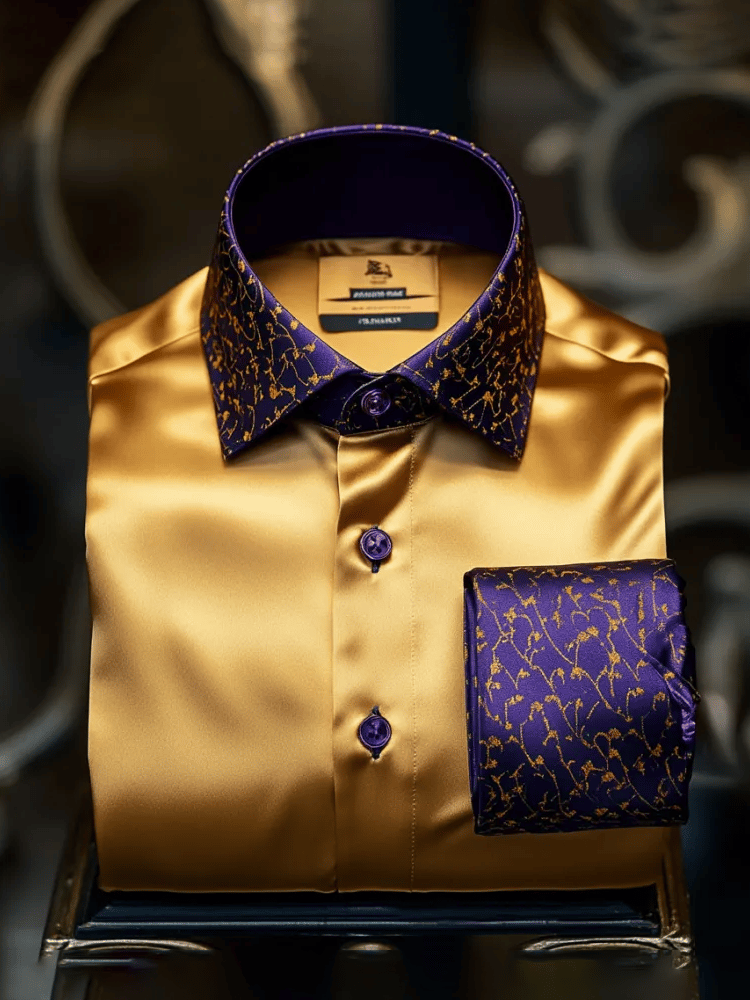 Camisa satén Wing de lujo ejecutivo de manga larga para hombre
