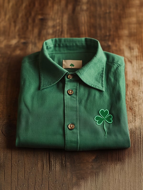 Camisa Party St. Patrick's Day casual de manga larga para hombre