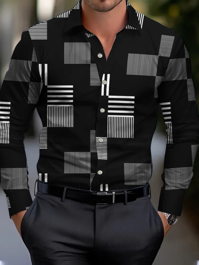 para hombre Geometric Print ejecutivo camisa