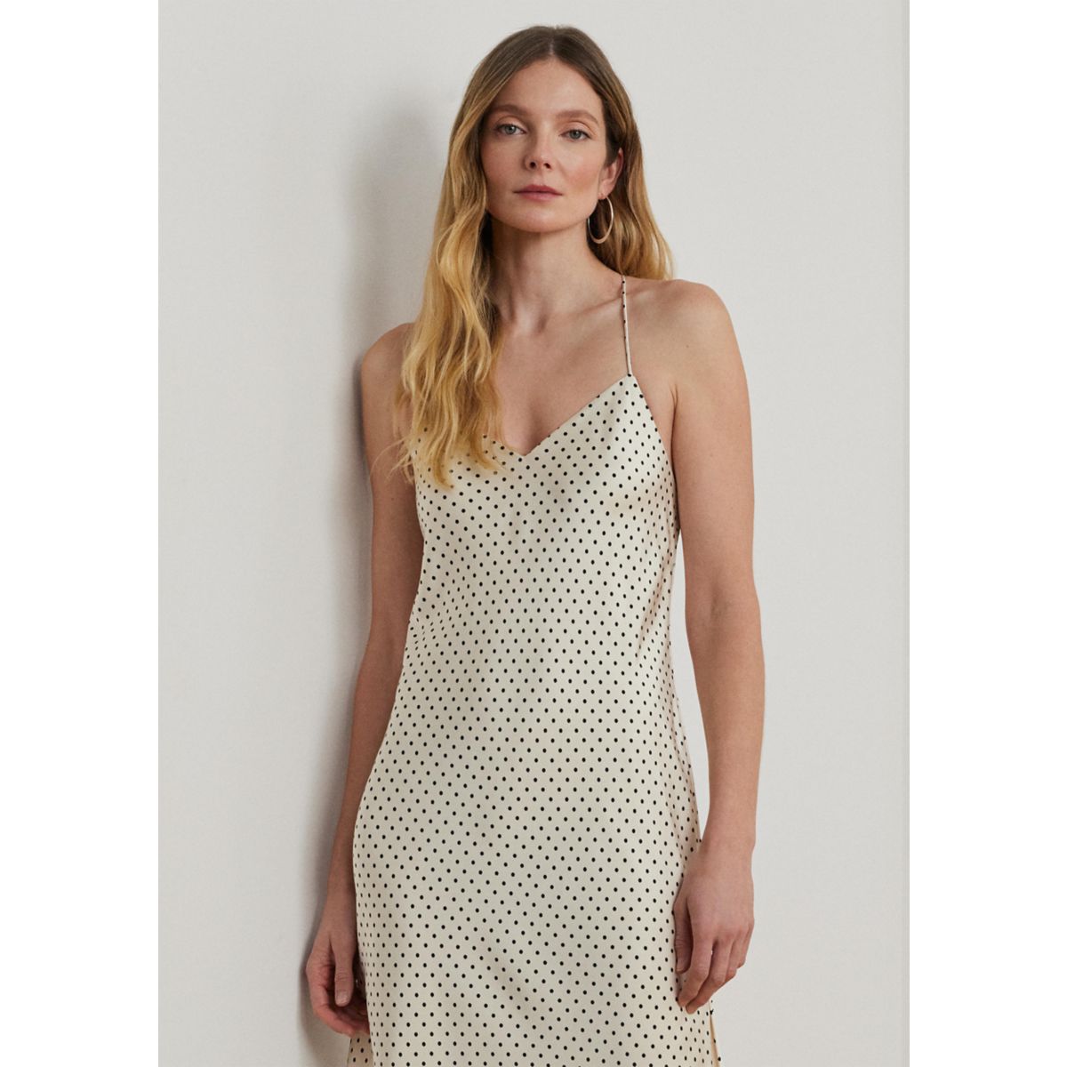 Polka Dot Satin Charmeuse Slip Dress - 4