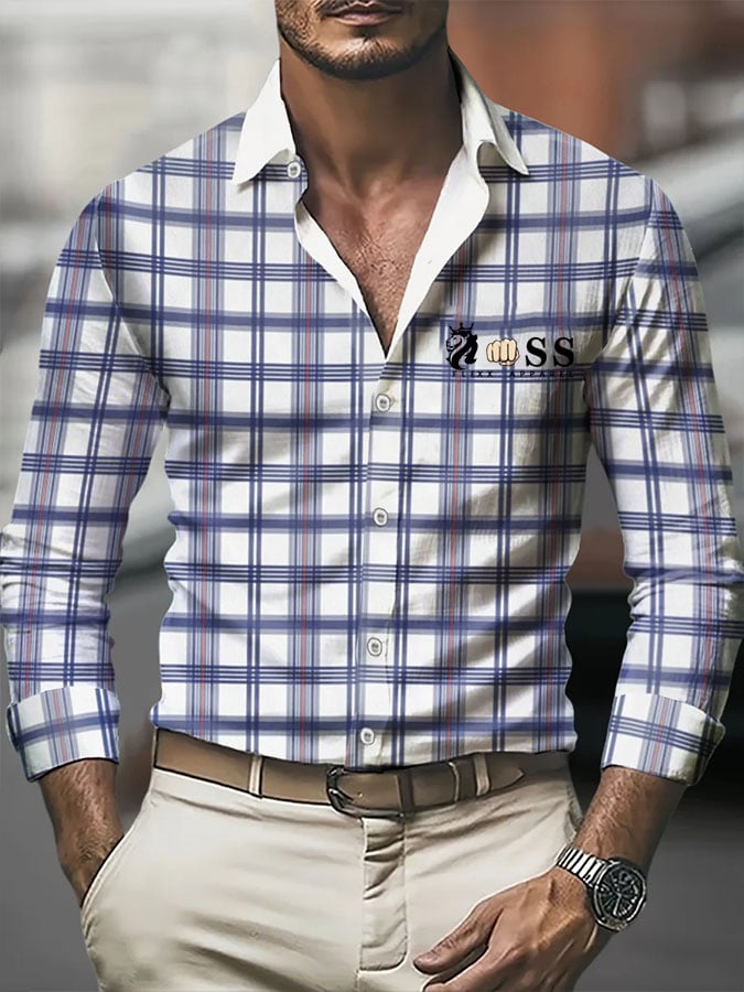 Camisa casual ejecutivo LOGO design estampado de manga corta para hombre
