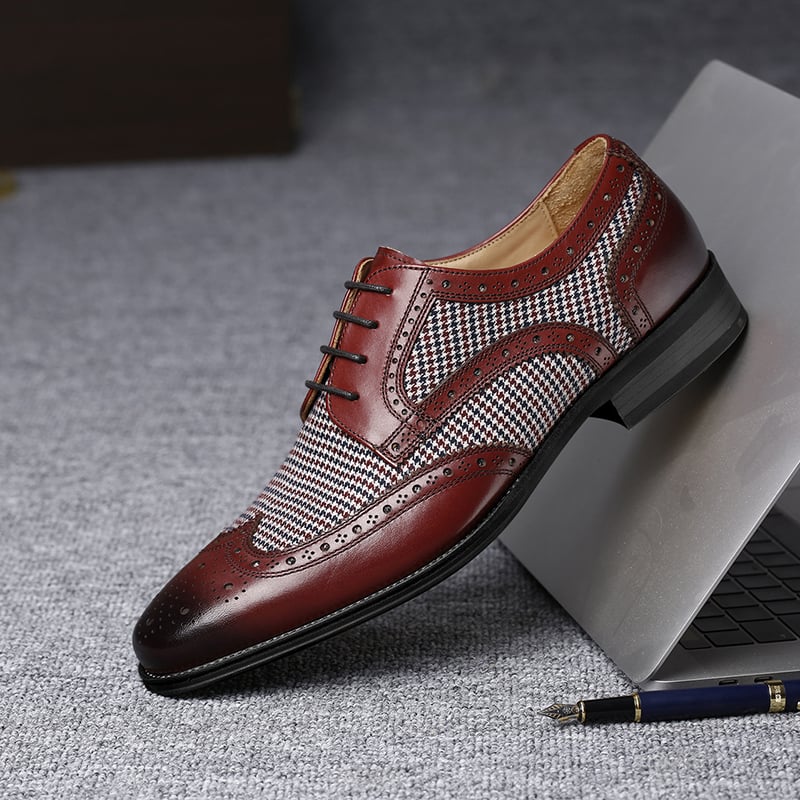 Zapatos Brogue de moda mezclilla Stitching British Style cuero
