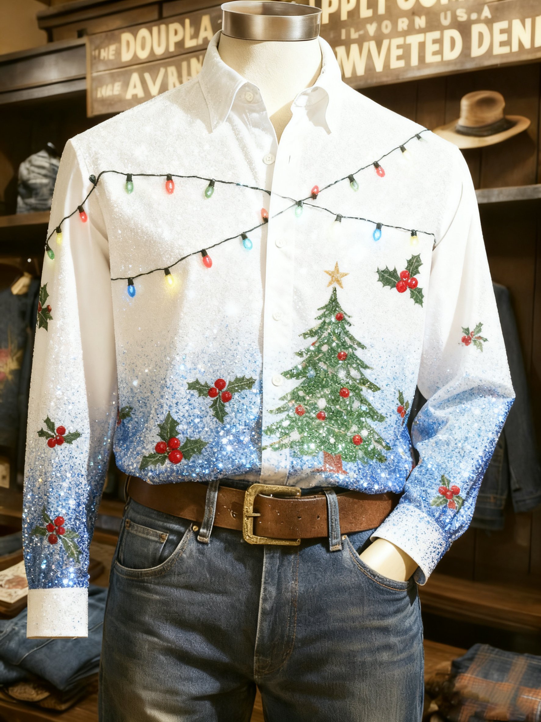 Camisa casual Christmas de manga larga para hombre